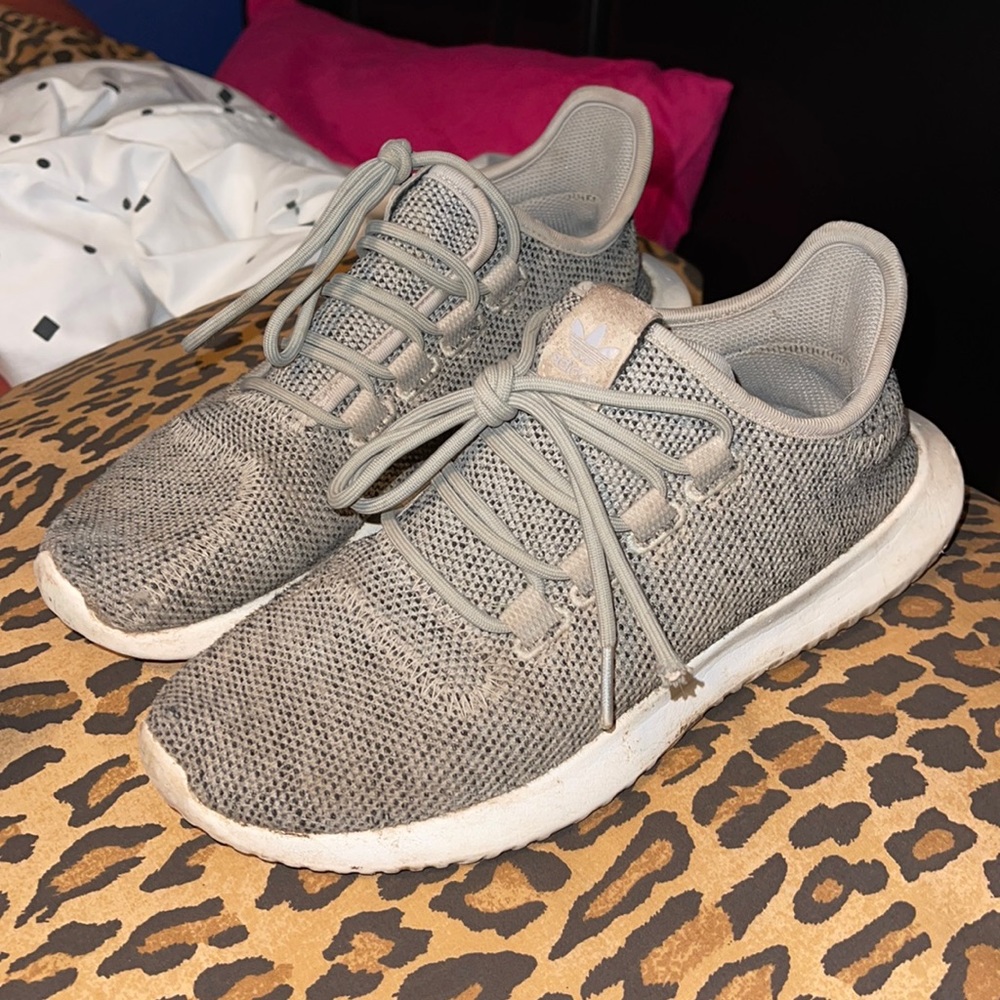 Grey adidas tennis shoes